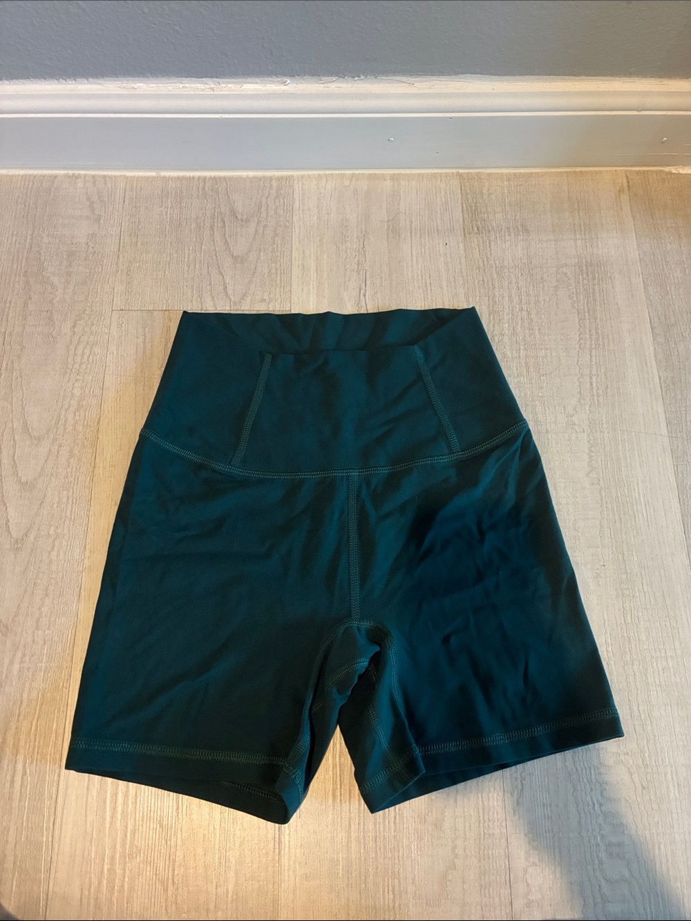 FP Movement by Free People High-Waist Bike Shorts in Teal Green